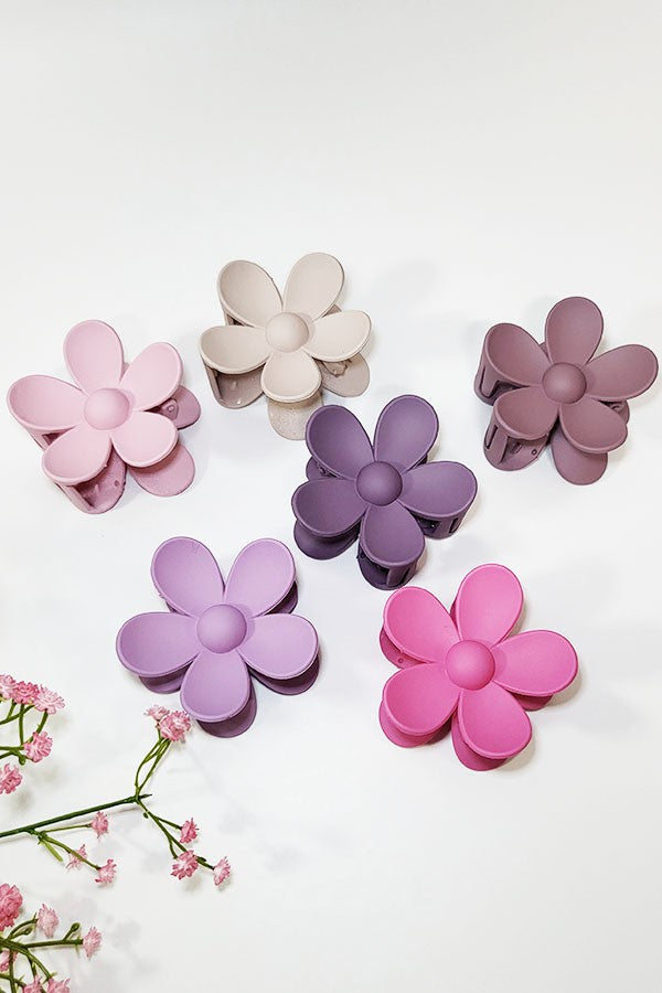 Solid Matte Flower Hair Claw Clip