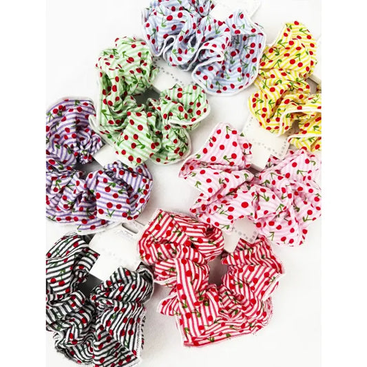 Stripe & Cherry Print Scrunchie