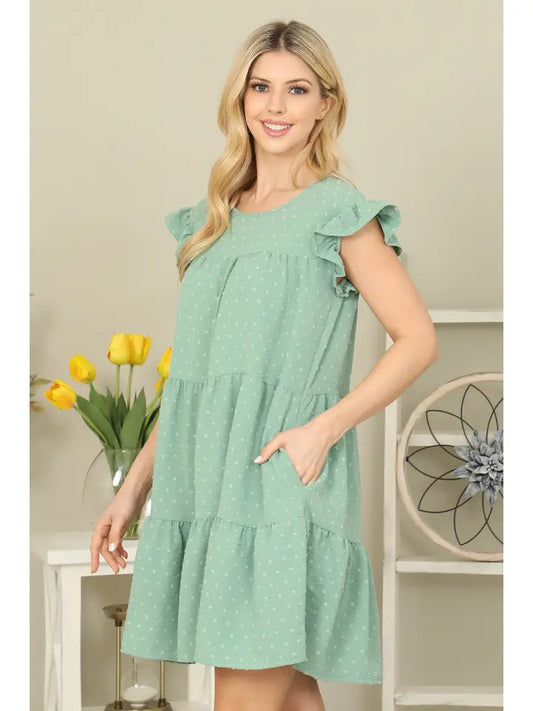 Swiss Dot Tiered Ruffle Dress