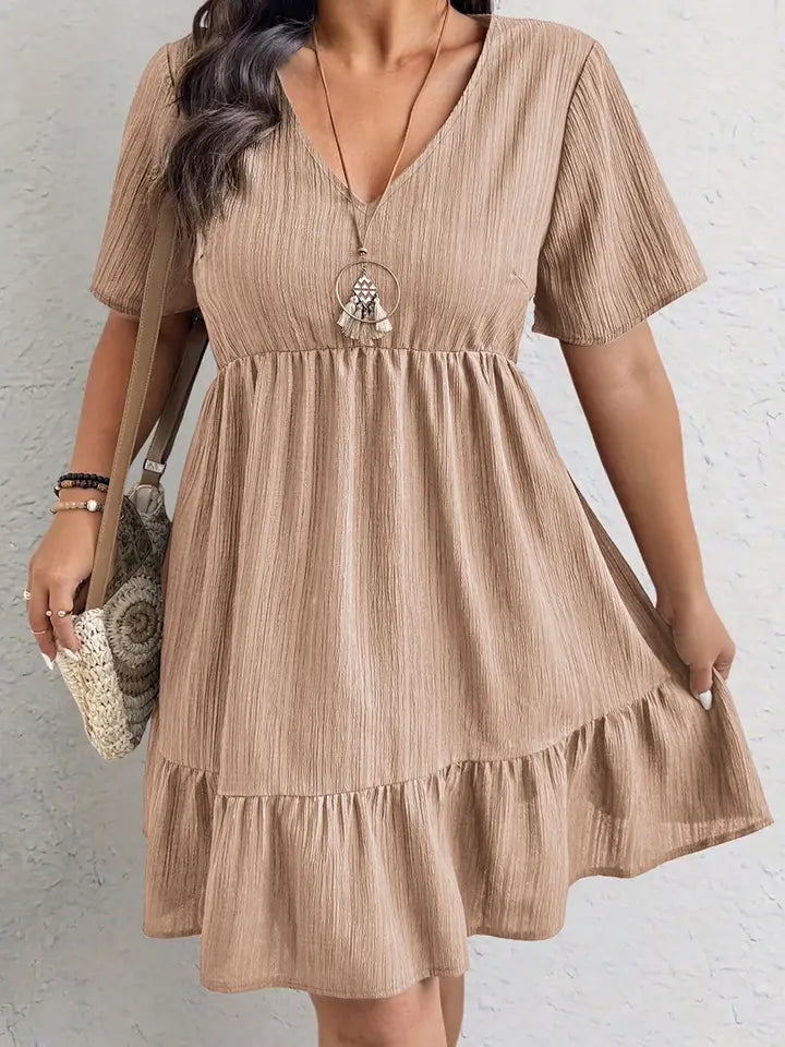 Textured Ruffled SS Dress