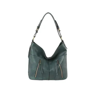 Trendy Front Zipper Hobo Shoulder Bag