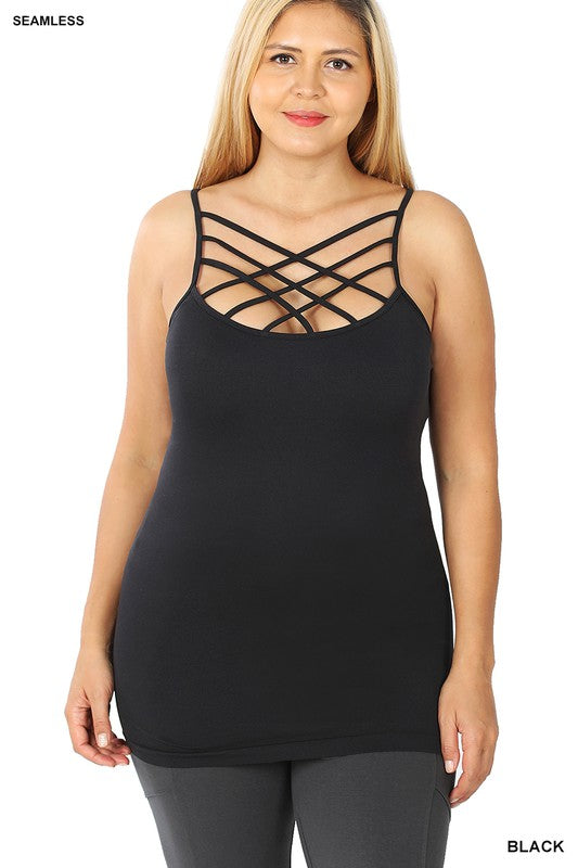 Tripe Criss Cross Front Cami