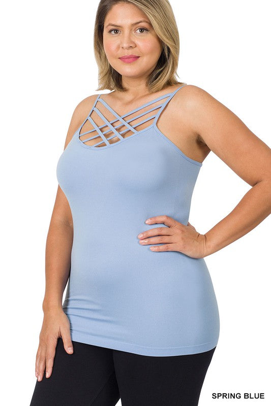 Tripe Criss Cross Front Cami