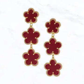 Triple Flower Dangle Earrings