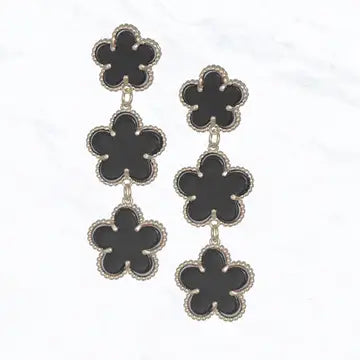 Triple Flower Dangle Earrings