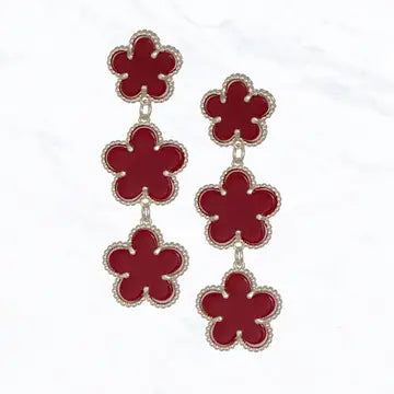Triple Flower Dangle Earrings