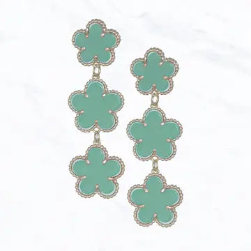 Triple Flower Dangle Earrings