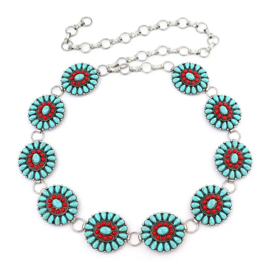 Turq & Red Concho Belt