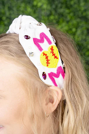 Viola Mom Softball Seed Bead Headband