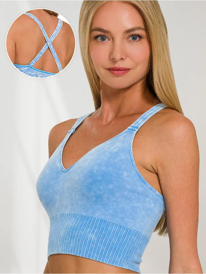 Washed Cross Back Bralette