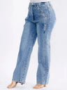 Washed Wide Leg Denim Pants