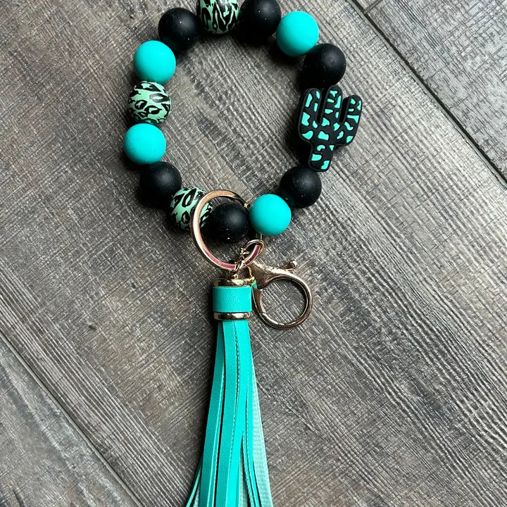 Western Cactus Wristlet Keychain