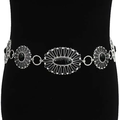 Western Concho Stone Chain Belt