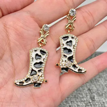 Western Rhinestone Boot Earrings