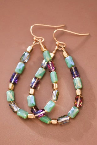 Wire Glass Crystal Beaded Earrings