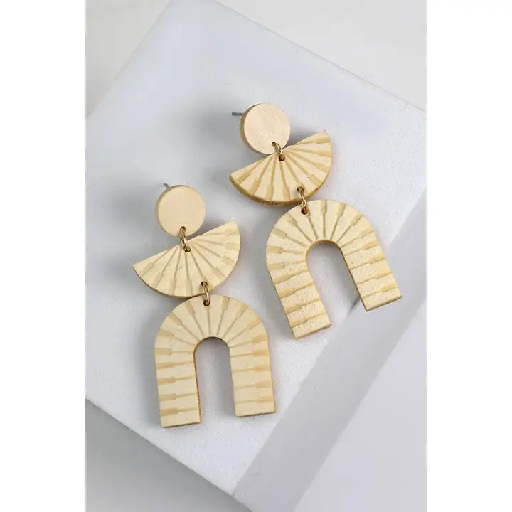 Wood Geo U Shaped Earrings