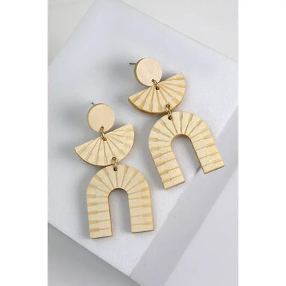 Wood Geo U Shaped Earrings