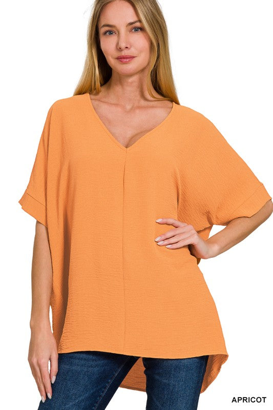 Woven Airflow V-Neck Top - Misses