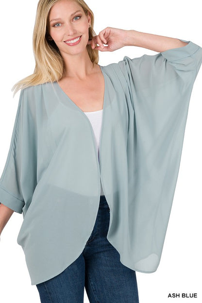 Chiffon Pleated Kimono Cardigan