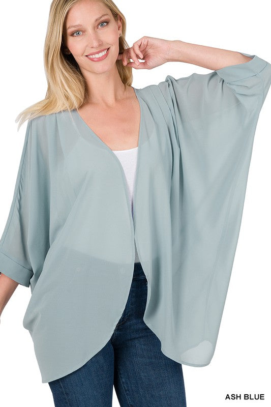Chiffon Pleated Kimono Cardigan