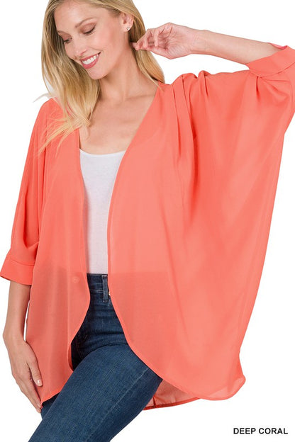 Chiffon Pleated Kimono Cardigan