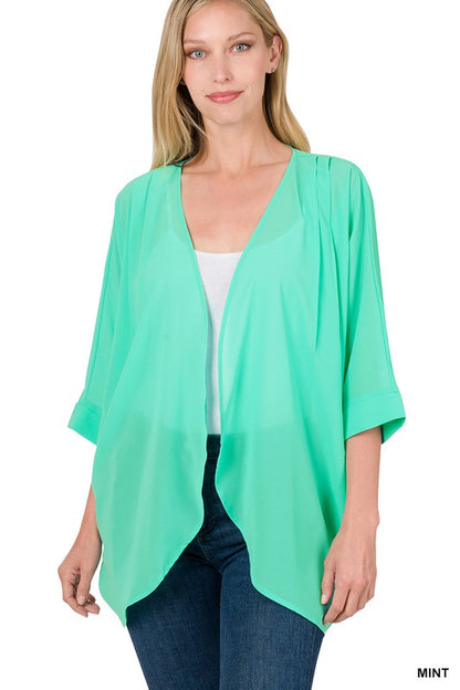 Chiffon Pleated Kimono Cardigan