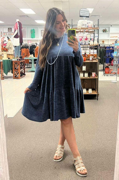 Blue LS Dress