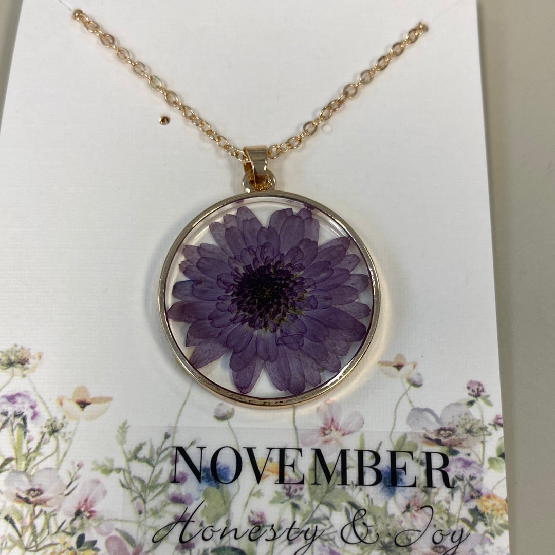 Birth Month Dried Flower Necklace