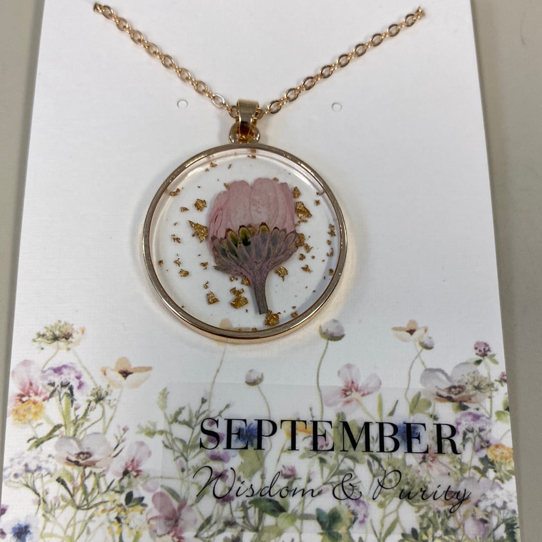 Birth Month Dried Flower Necklace