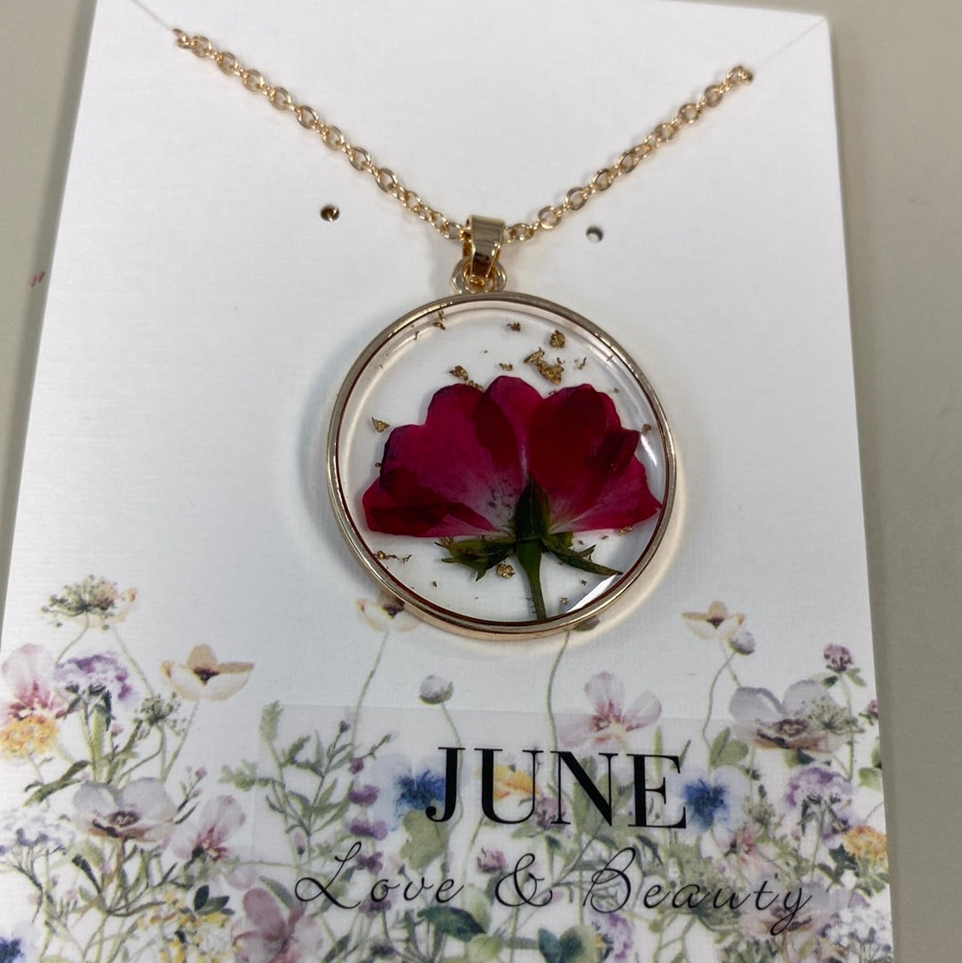 Birth Month Dried Flower Necklace