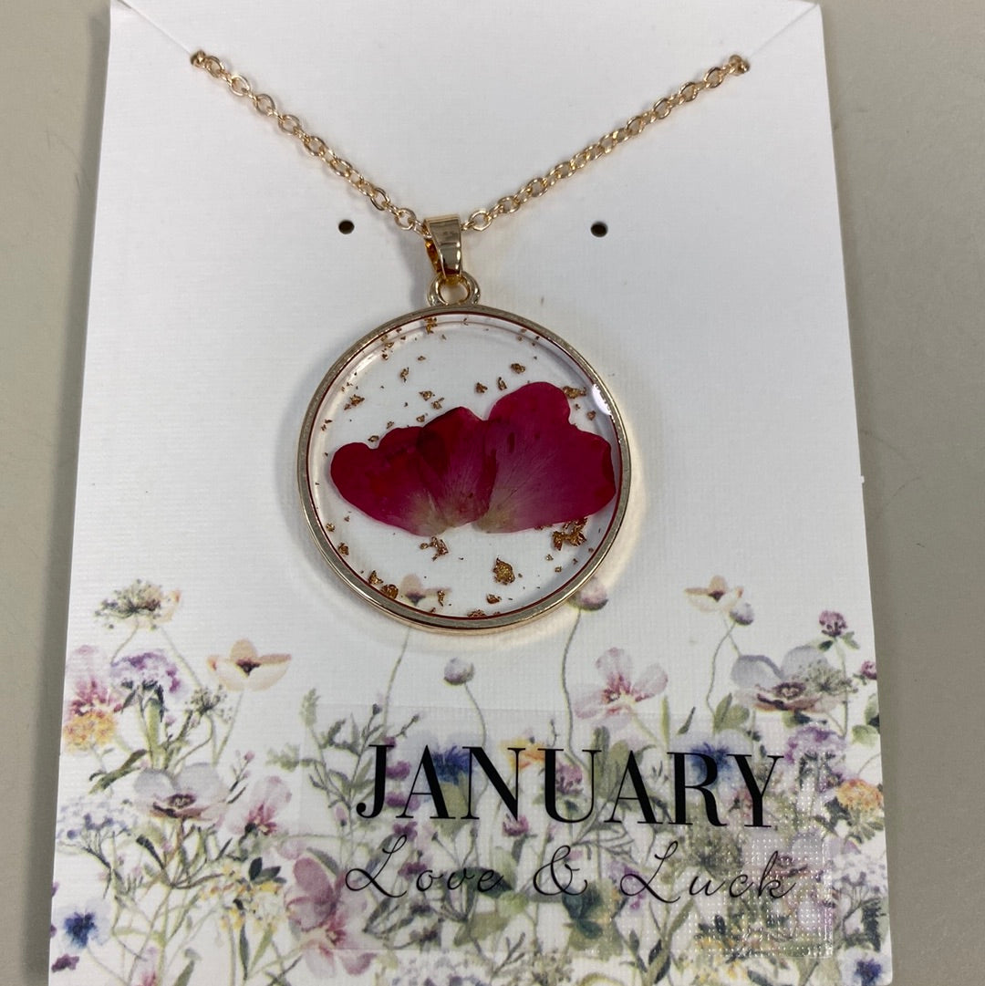 Birth Month Dried Flower Necklace