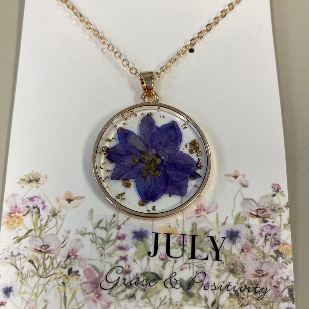 Birth Month Dried Flower Necklace