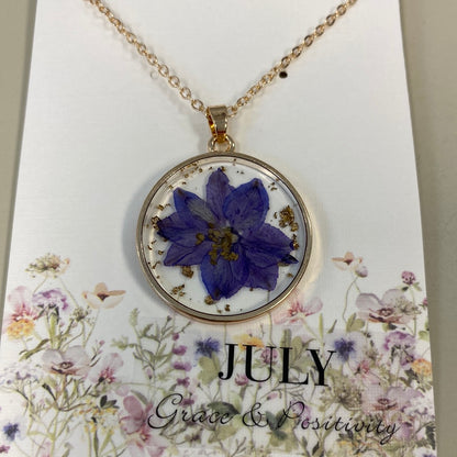 Birth Month Dried Flower Necklace