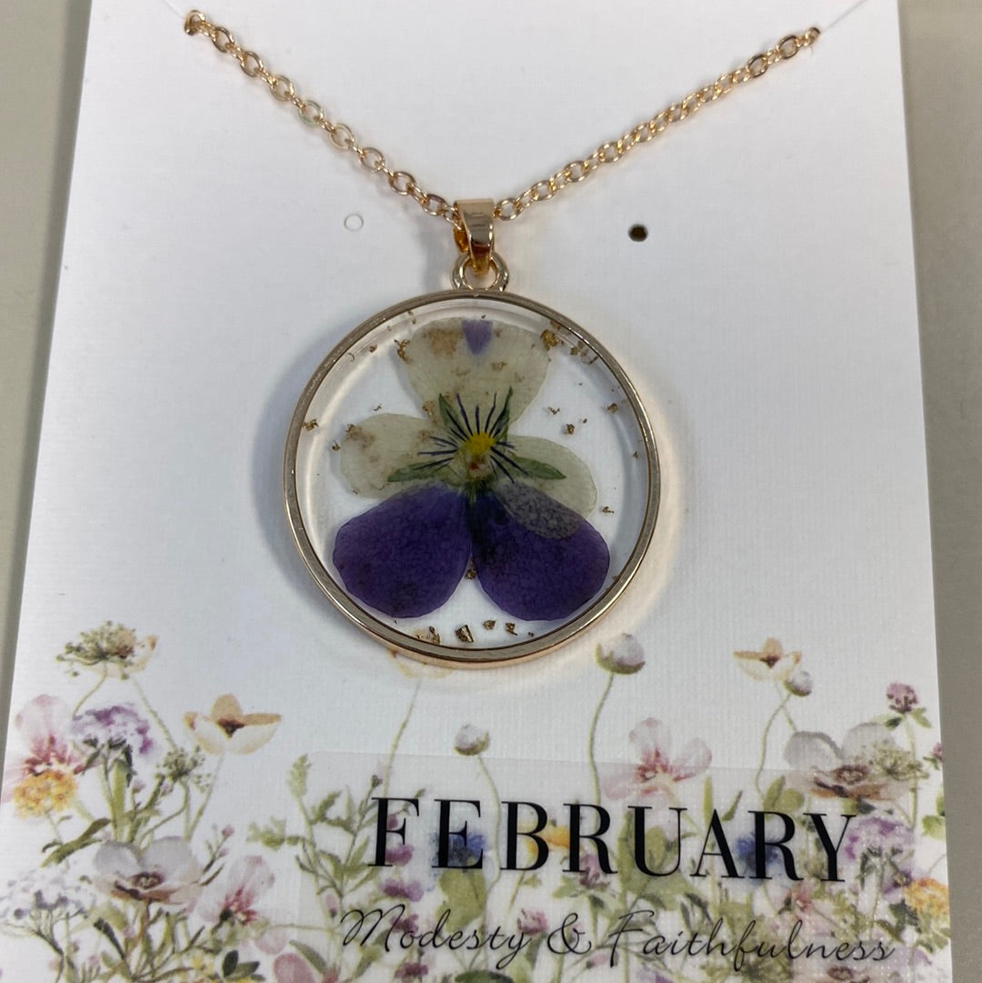 Birth Month Dried Flower Necklace