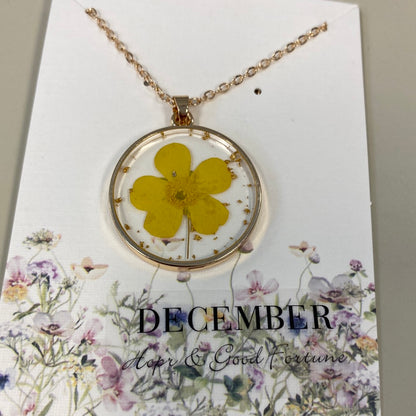 Birth Month Dried Flower Necklace