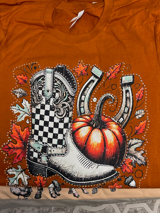 Bling Horseshoe Boots Tee