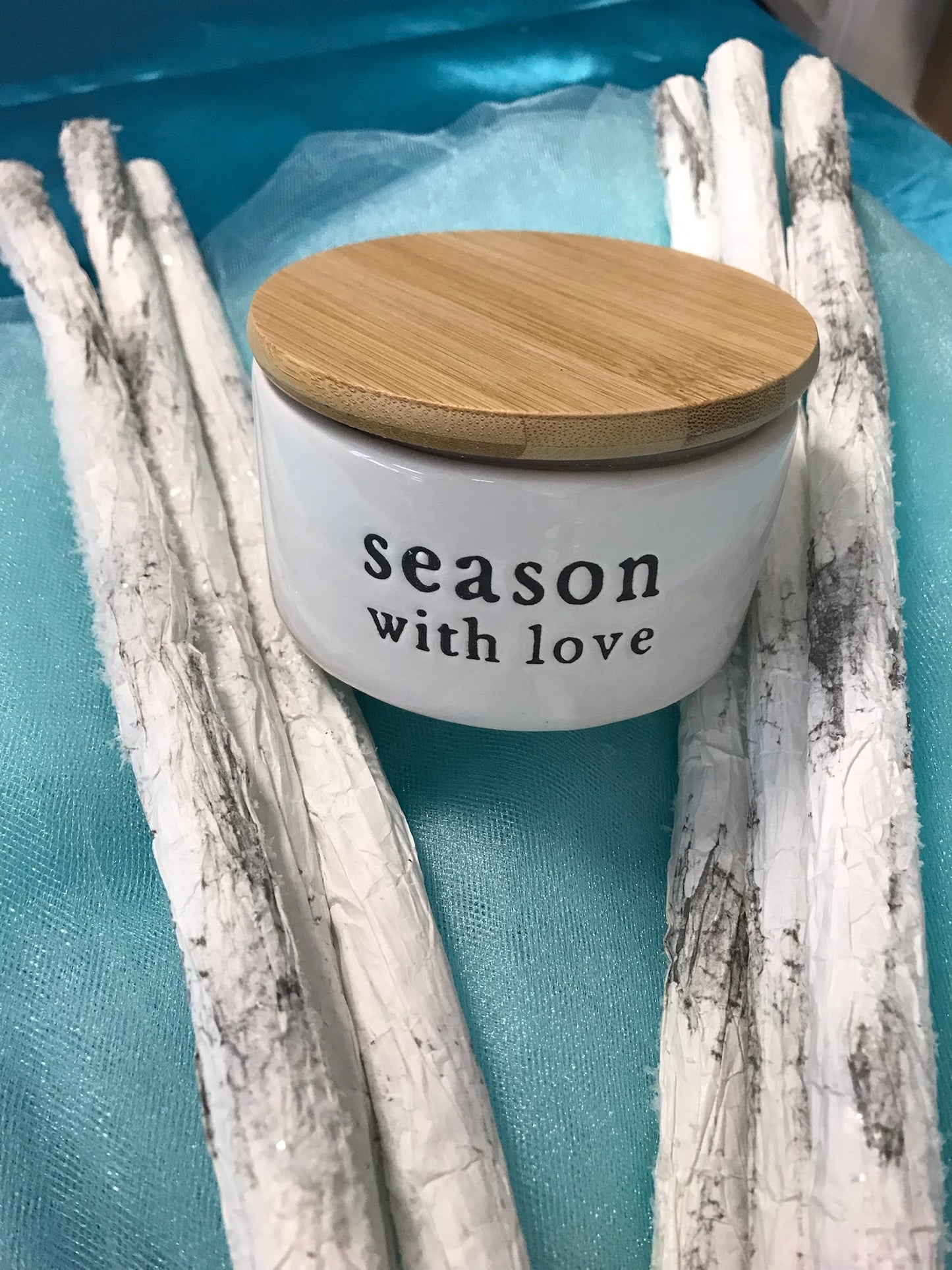 "season with love" Ceramic Salt Box