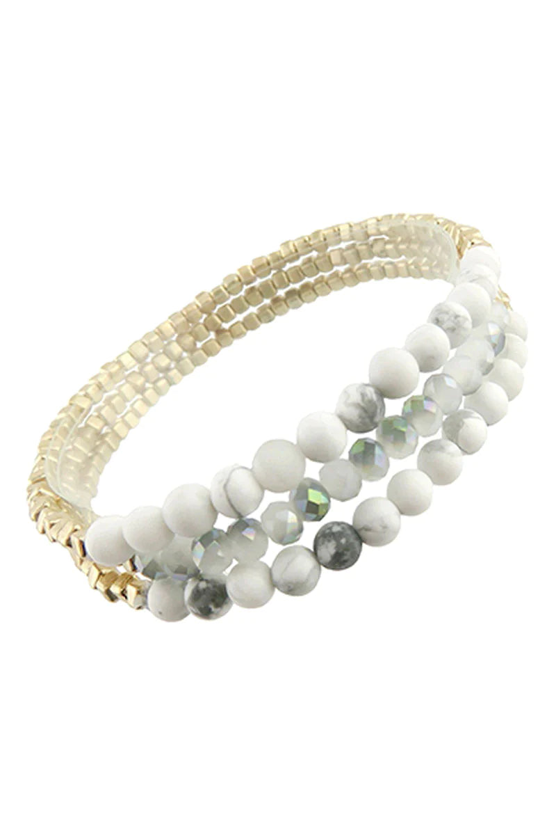 Semi-Precious Cube Bead Bracelet Set