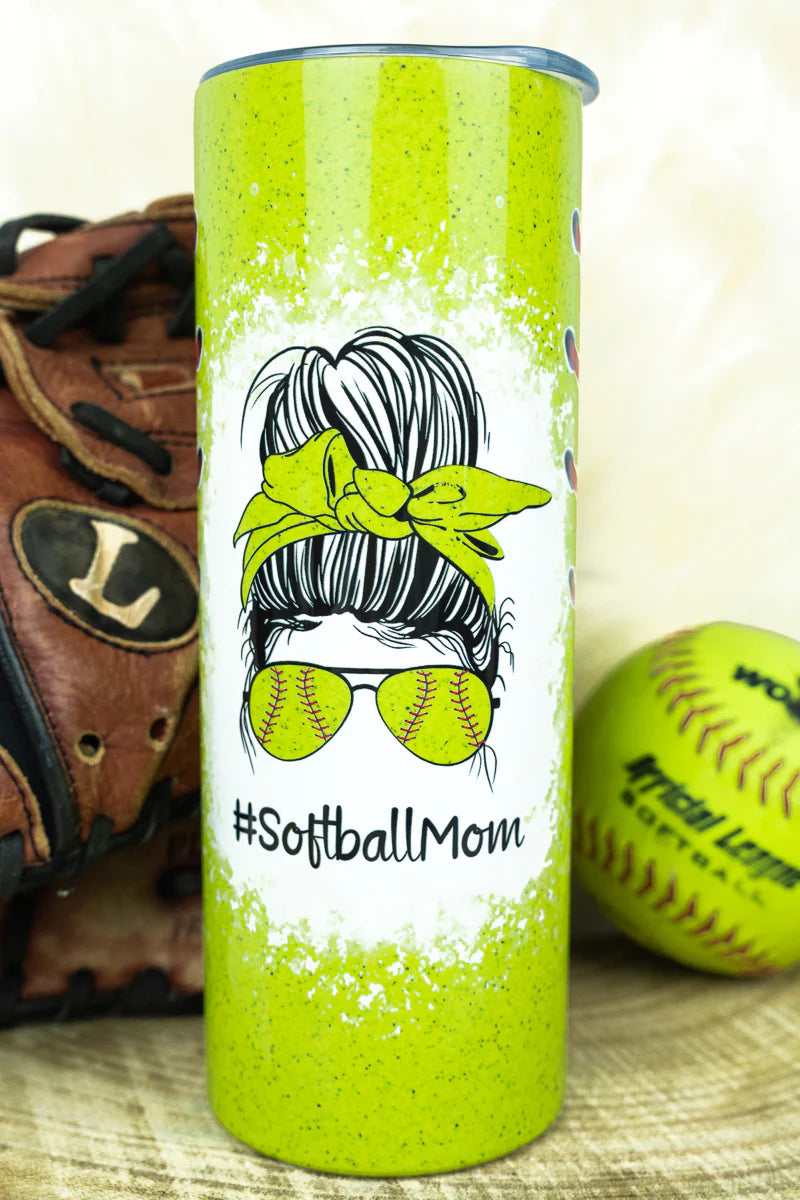 Softball Mom Messy Bun Tumbler