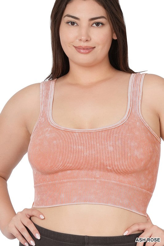 Washed Ribbed Tank Bralette Curvy