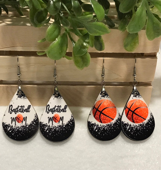 Wood Basketball Earrings